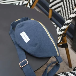 Sac banane en toile de coton bio bleu orage