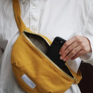 Sac banane en toile de coton bio jaune safran
