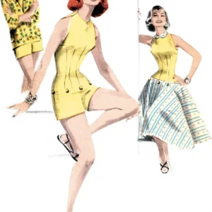 Patron combi-short, chemisier et jupe Vintage année 50, Butterick 6989