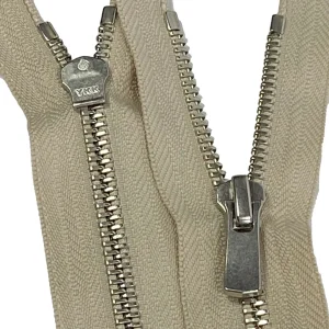 Fermeture à glissière YKK métal non séparable beige, ZIP 5 Excella nickelé fixe