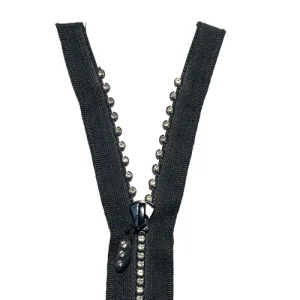 Fermeture éclair séparable noir, fermeture éclair bijou à strass, 6mm, Z83