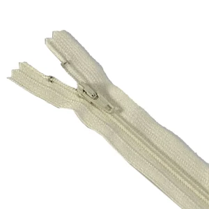 Fermeture éclair YKK non séparable blanc cassé, maille nylon 4mm, Zip 4 spirale fixe