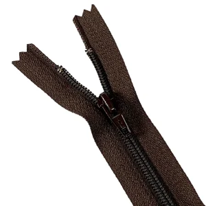 Fermeture éclair YKK non séparable marron, maille nylon 5mm, Zip 5 spirale fixe