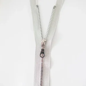 Fermeture éclair séparable Lurex, maille plastique argent 6mm