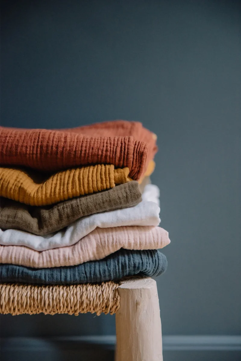 Nappe en double gaze de coton rouille – Image 5