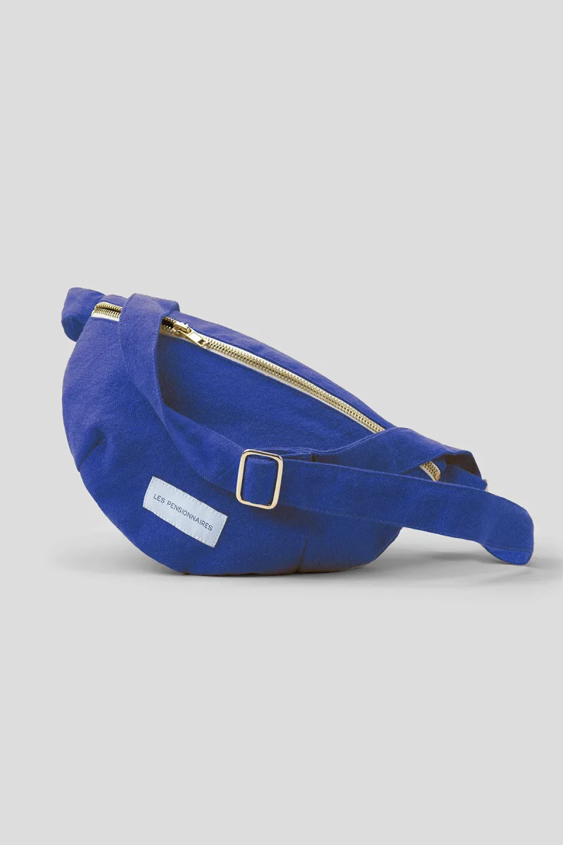 Sac banane en toile de coton bio bleu outremer