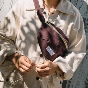 Sac banane en toile de coton bio violet aubergine