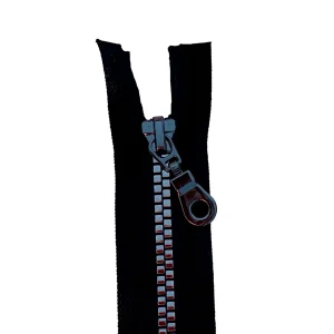Fermeture éclair séparable noir, maille argent antique moulée métallisée 6mm, Z99/460