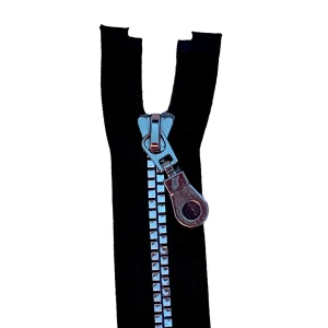 Fermeture éclair séparable noir, maille argent moulée métallisée 6mm, Z99/820