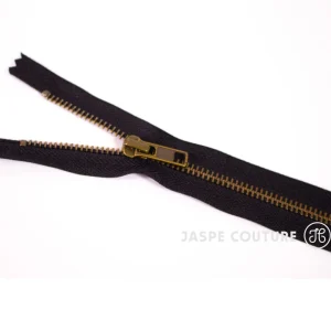 Fermeture éclair YKK métal non séparable noir, maille bronze 5mm
