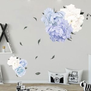 Stickers pivoine bleue & Blanche